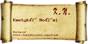 Kmetykó Noémi névjegykártya